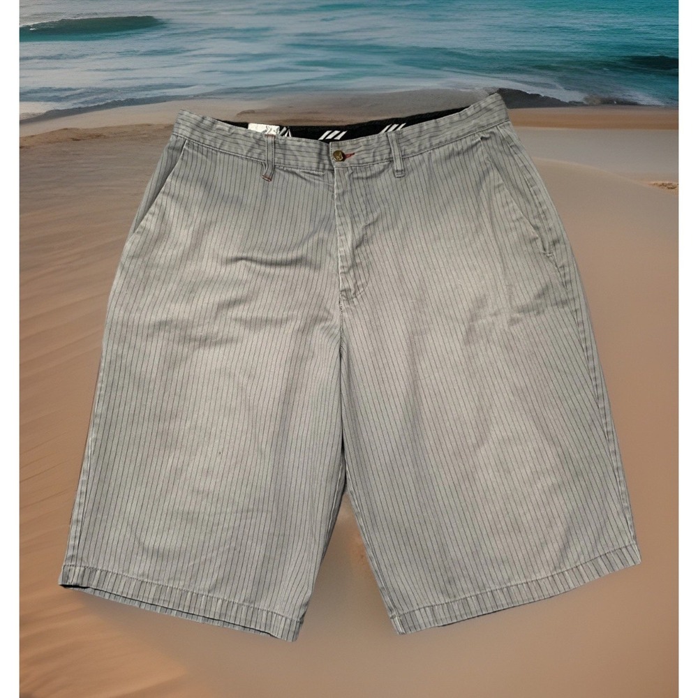 Volcom Shorts Gray Mens 36 Corpo‎ Class Frickin Stripe Bermuda Shorts Faded